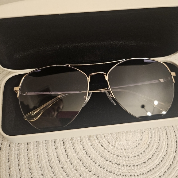 Calvin Klein Gold Aviator Sunglasses w/ Purple Gradient Lenses - Picture 4 of 4